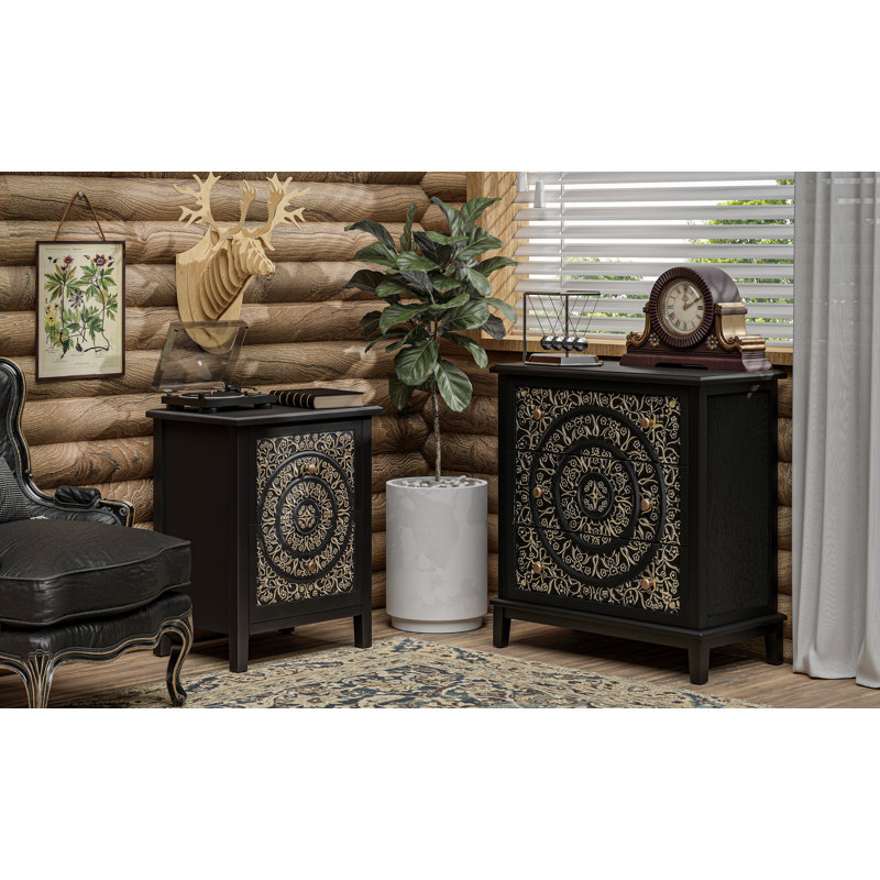 Bungalow Rose Levera Farmhouse FullyAssembled 2Drawer Nightstand